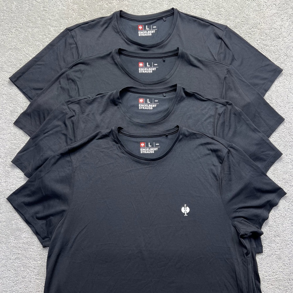 Lot of 4 Engelbert Strauss T Shirt Mens L Black Short Sleeve Cotton Modal Blend
